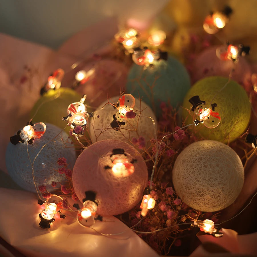 LED Christmas snowman pendant copper wire light string Christmas tree decoration scene atmosphere colorful lights Dazzle Frenzy