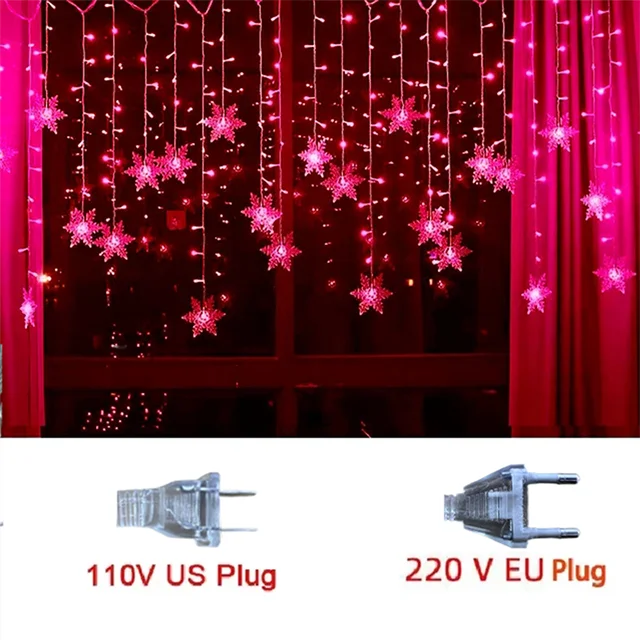 3.2M Christmas Snowflakes LED String Lights Flashing Fairy Curtain Lights Waterproof For Holiday Party Wedding Xmas Decoration Dazzle Frenzy