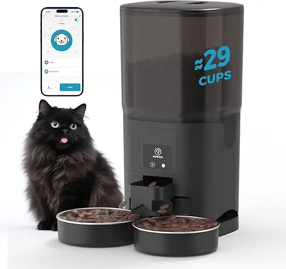 2025 Viral WiFi Automatic Cat Feeder - Dual Bowl Anti-Fight 7L App Control For Two Cats Dazzle