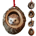 Animal Christmas Ornaments 2D Cute Christmas Acrylic Pendant Animal Raccoon Owl Squirrel Hedgehog Bunny Bird Wildlife Ornaments Dazzle Frenzy