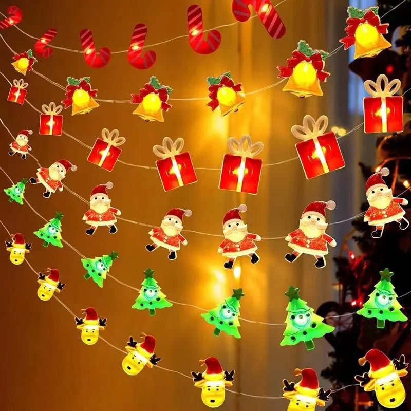 2M 20leds Christmas Decoration Garland Lights String Santa Claus Snowflake Battery Powered New Year Party Wedding Fairy Light Dazzle Frenzy