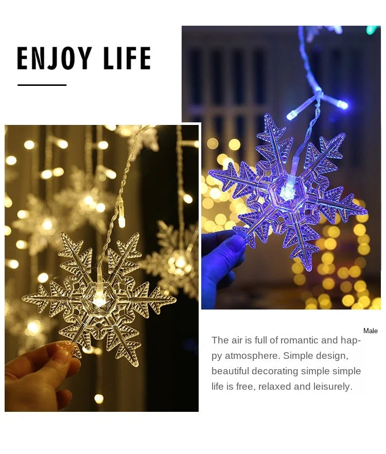 110V 220V Snowflakes  Curtain Garland on The Window Fairy Lights New Year Garland Festoon Led Lights String Christmas Decor Dazzle Frenzy