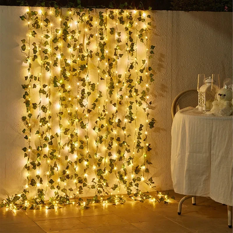 Flower Green Leaf String Lights Artificial Vine Fairy Lights Battery Powered Christmas Tree Garland Light for Weeding Home Decor Dazzle Frenzy