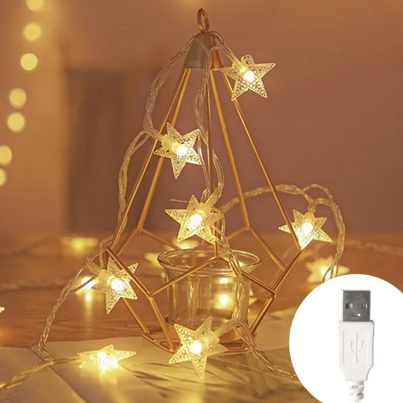 LED Star Fairy Lights Outdoor Chain Lights Garland Bulb String Lights Party Home Wedding Terrace Garden Christmas Decoration Dazzle Frenzy