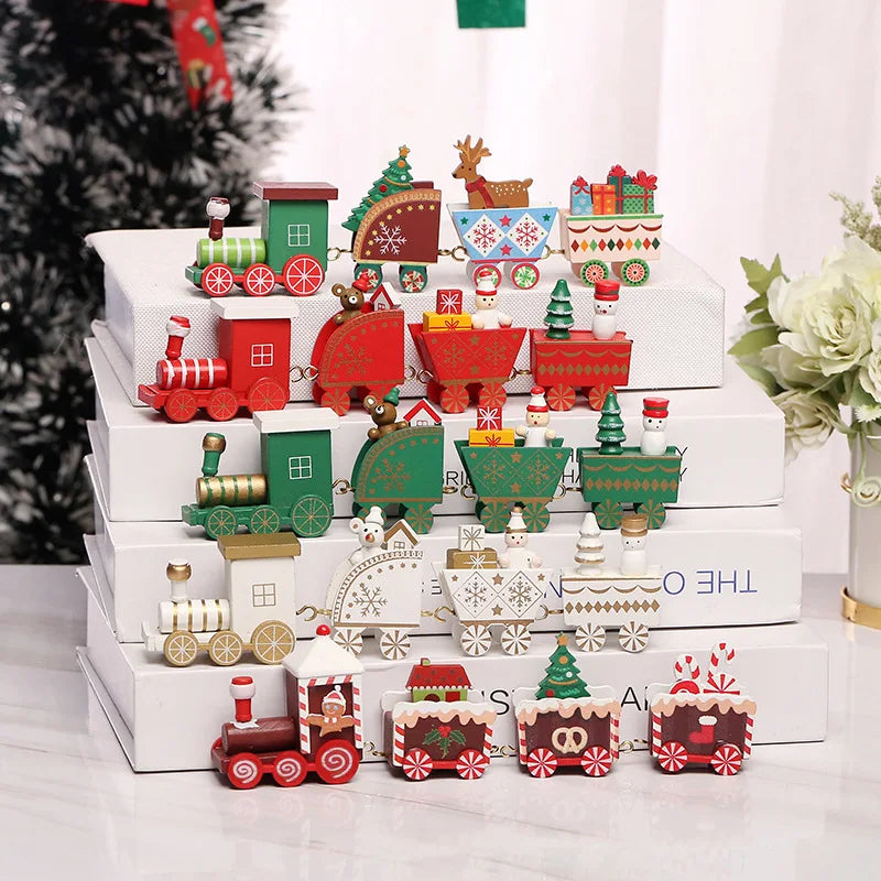 Wooden Christmas Small Train Xmas Ornaments Merry Christmas Decor For Home Happy New Year 2025 Creative Kids Naviidad Gifts Gift Dazzle Frenzy