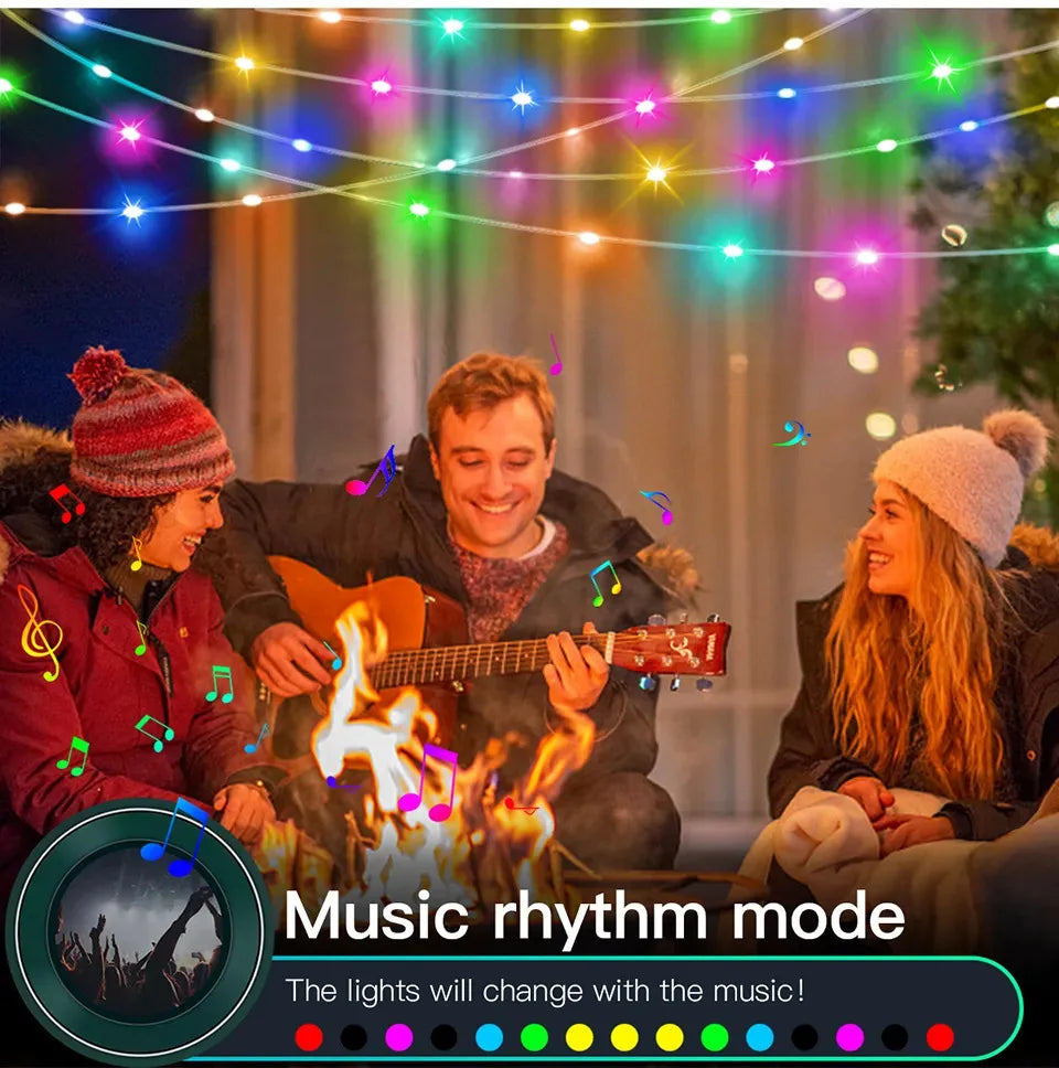 RGBIC USB LED String Lights DIY Outdoor Christmas Tree Decor Fairy Lights 8 Modes Bluetooth APP For Wedding Holiday Party Lighti Dazzle Frenzy