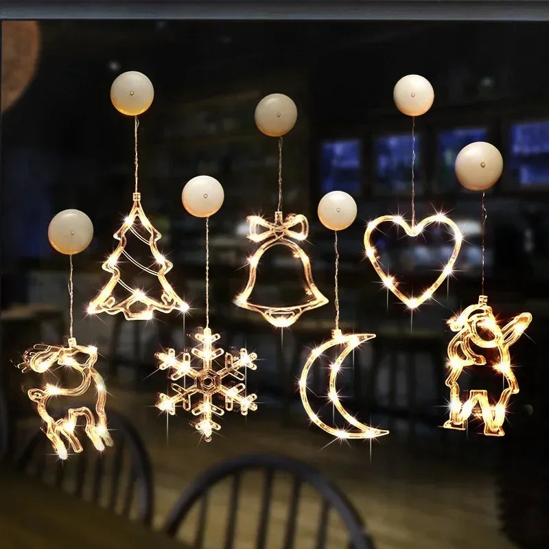 LED Light Snowflake Santa Window Ornaments Decoration for Home Xmas Navidad New Year Christmas Decor Fairy Lamp String Lights Dazzle Frenzy