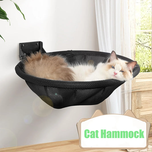 2025 Viral Cat Hammock Bed - Wooden Elevated Window Perch Washable Canvas Dazzle