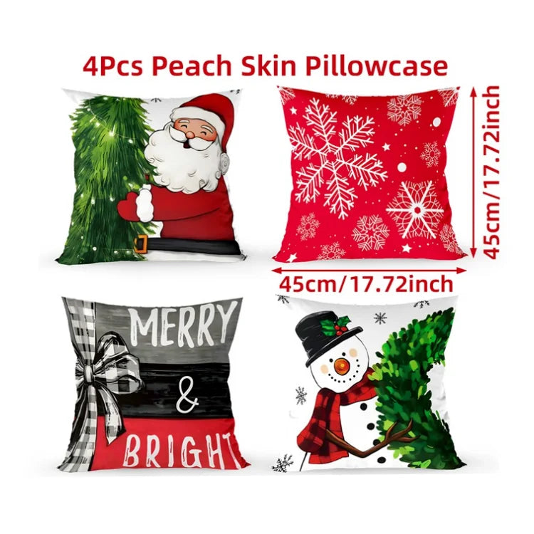 4pcs Merry Christmas Cushion Cover Home Decorations 2025 Christmas Ornament Pillow Case Xmas Navidad Gifts New Year Gifts 2026 Dazzle Frenzy