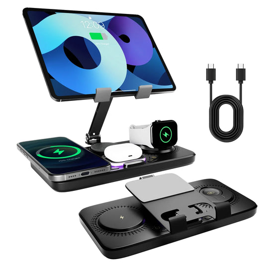 2025 Viral 7-in-1 Wireless Fast Charger Station - Multi-Device Qi Foldable Desk Dazzle