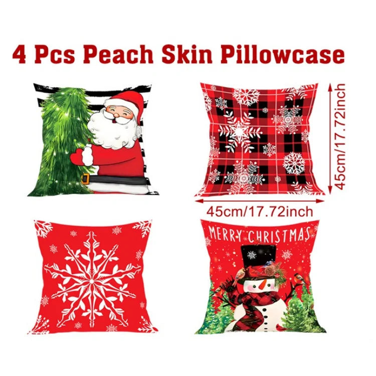 4pcs Merry Christmas Cushion Cover Home Decorations 2025 Christmas Ornament Pillow Case Xmas Navidad Gifts New Year Gifts 2026 Dazzle Frenzy