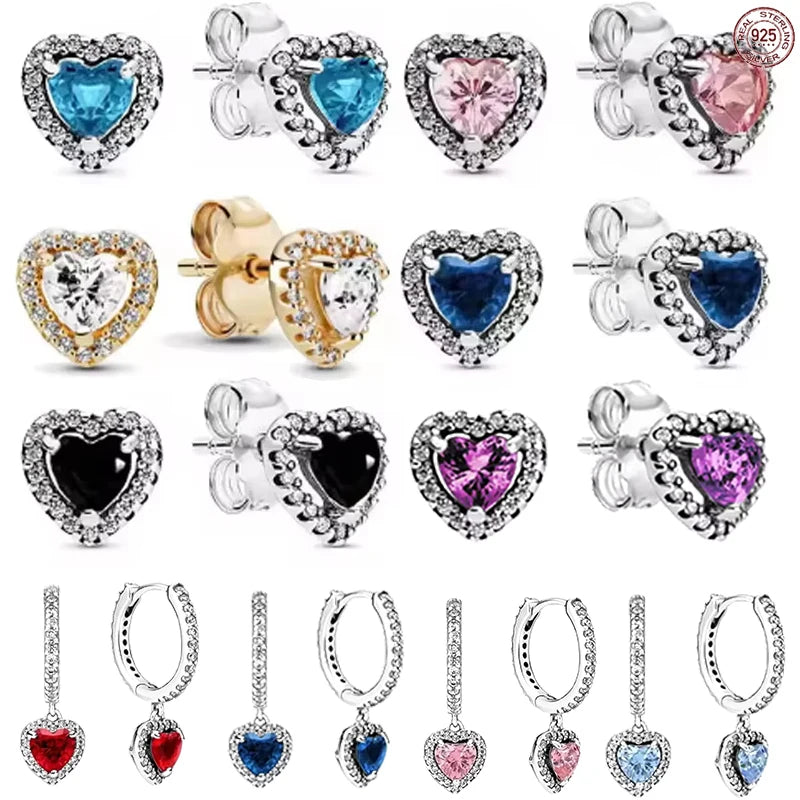 Charming 925 sterling silver new special sale heart-shaped crystal zircon earrings women's Christmas surprise jewelry to lover Dazzle Frenzy