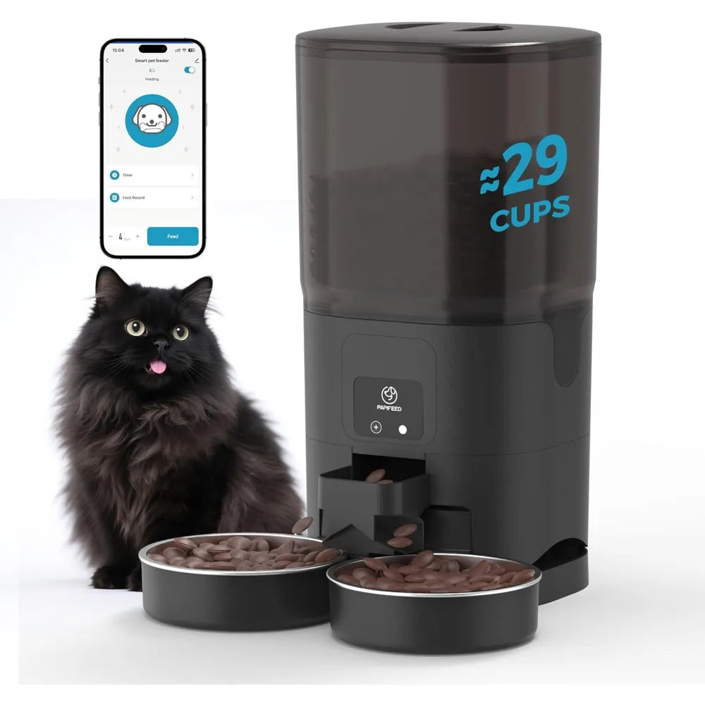 2025 Viral WiFi Automatic Cat Feeder - Dual Bowl Anti-Fight 7L App Control For Two Cats Dazzle