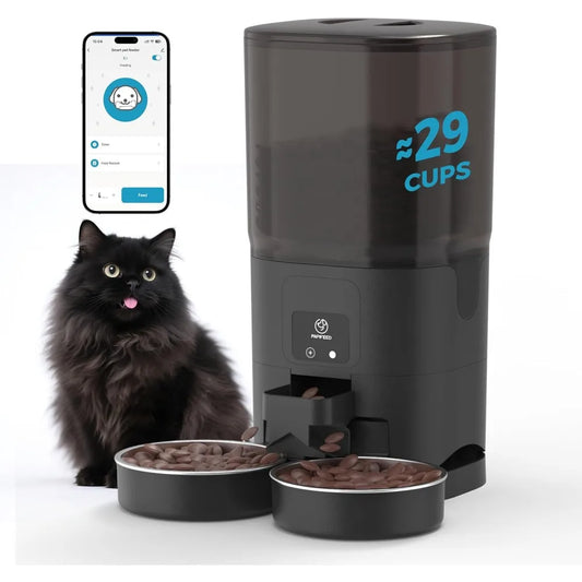 2025 Viral WiFi Automatic Cat Feeder - Dual Bowl Anti-Fight 7L App Control For Two Cats Dazzle