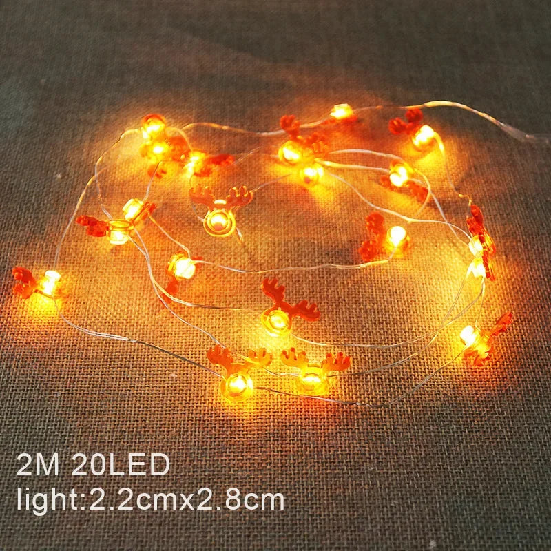 2M 20leds Christmas Decoration Garland Lights String Santa Claus Snowflake Battery Powered New Year Party Wedding Fairy Light Dazzle Frenzy