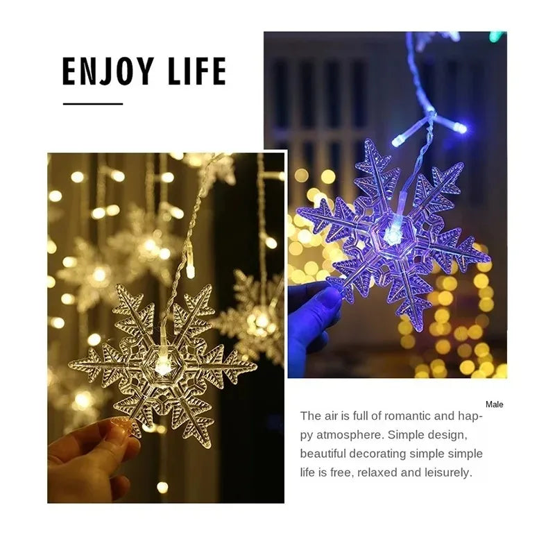 110V 220V Snowflakes  Curtain Garland on The Window Fairy Lights New Year Garland Festoon Led Lights String Christmas Decor Dazzle Frenzy