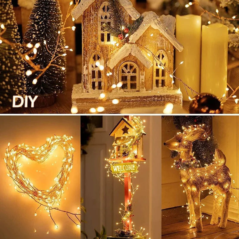 3/6/9M USB Power LED Firecracker String Lights Remote Control Garland Fairy Lights for Wedding Party Garden Christmas Decoration Dazzle Frenzy