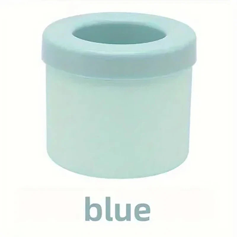Space-Saving Silicone Ice Cylinder Mold with Lid - Round Ice Ball Maker Bucket for Whiskey, Cocktails & Freezer | BPA-Free Creative Ice Cube Genie (Blue/Grey/Yellow)