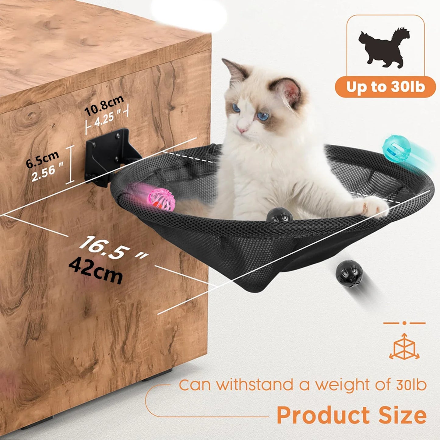 2025 Viral Cat Hammock Bed - Wooden Elevated Window Perch Washable Canvas Dazzle