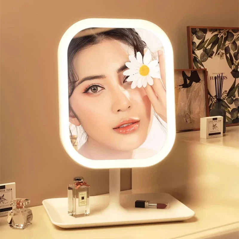 2025 Viral Niche Modern LED Makeup Mirror - 3 Color Touch Light Vanity Desktop Dazzle Mirror