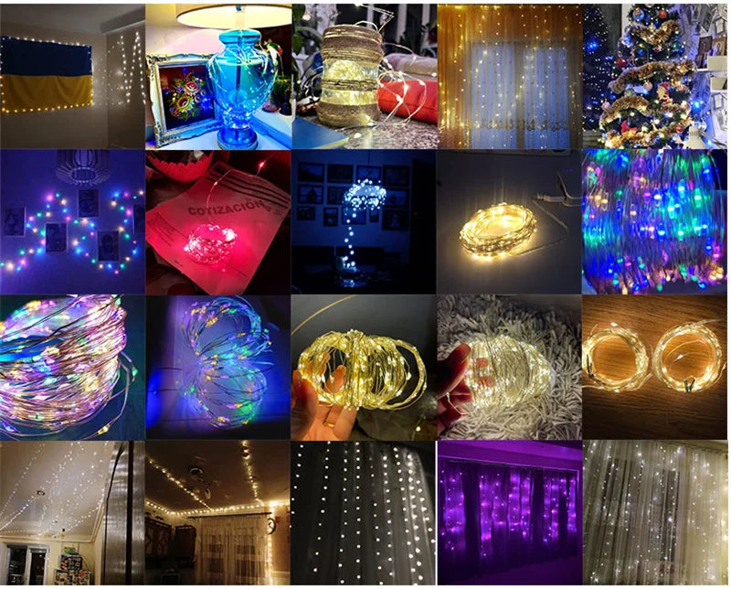 20M USB LED String Lights Copper Silver Wire Garland Light 5V Waterproof Fairy Lights Party Decoration For Christmas Wedding Dazzle Frenzy