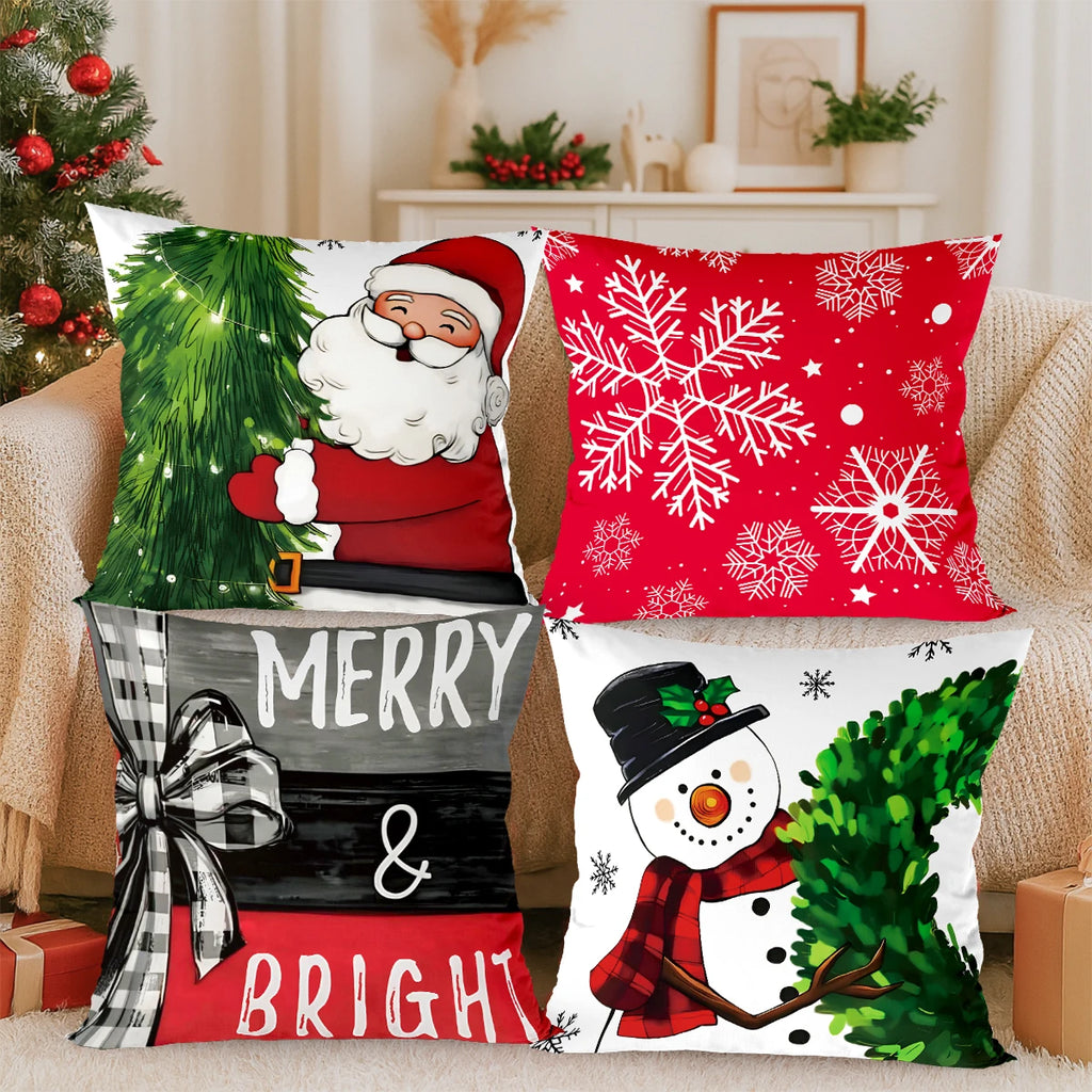 4pcs Merry Christmas Cushion Cover Home Decorations 2025 Christmas Ornament Pillow Case Xmas Navidad Gifts New Year Gifts 2026 Dazzle Frenzy