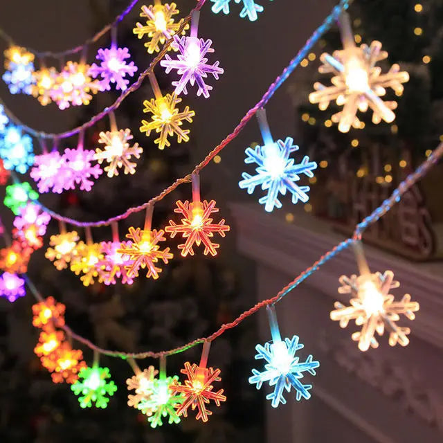 10/20/80Leds Snowflake String Garland Fairy Lights USB/Battery Powered Christmas Tree Holiday New Year Bedroom Decoration Lamps Dazzle Frenzy