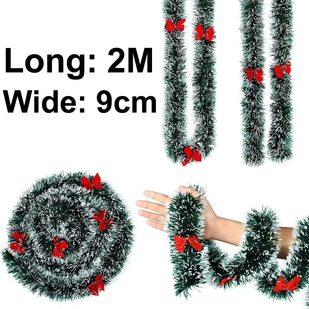 1pc 2M Christmas Green Cane Ribbons Garland DIY Xmas Tree Ornaments Green Cane Ribbons Wreath Hanging Pendent Home Decoration Dazzle Frenzy