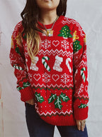 Women's Stylish Loose Round Neck Long-sleeved Sweater Dazzle Frenzy