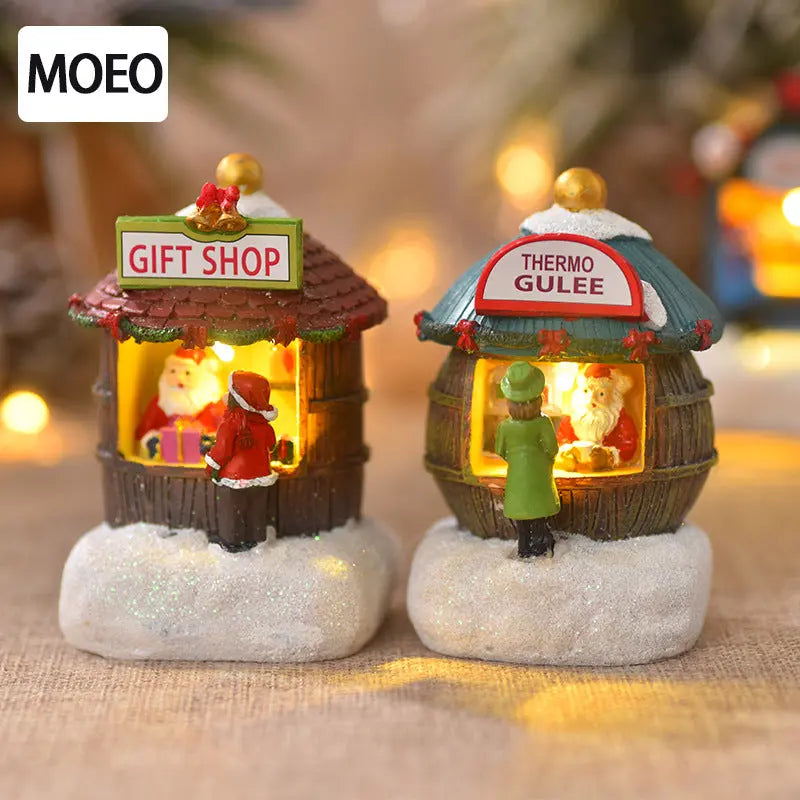 Christmas Resin Mini House Santa Shop Ornament Dazzle Frenzy