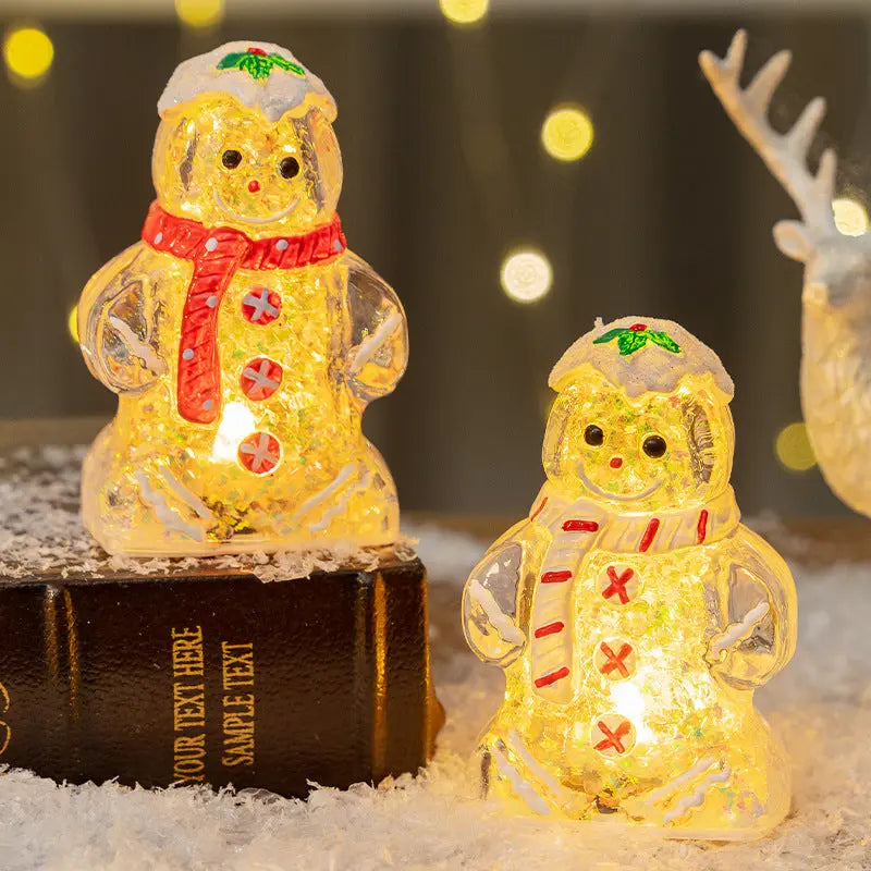 Glowing Christmas Gingerbread Man Snowman Ornament Dazzle Frenzy