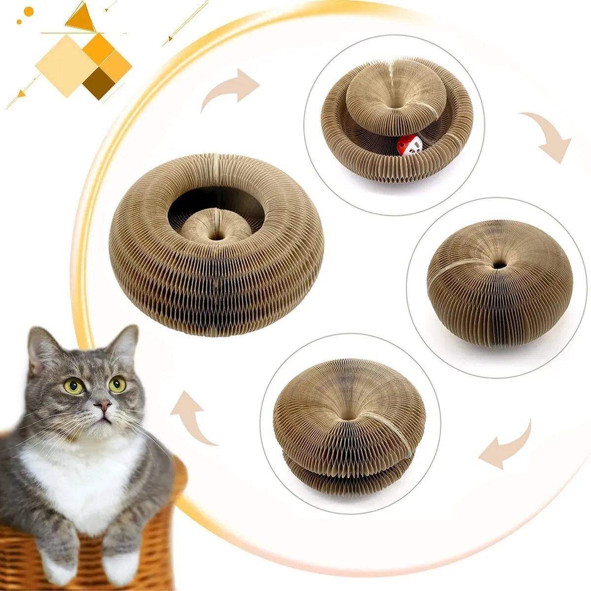 2025 Viral Magic Cat Scratch Board - Corrugated Organ Ball Toy Climbing Frame Dazzle