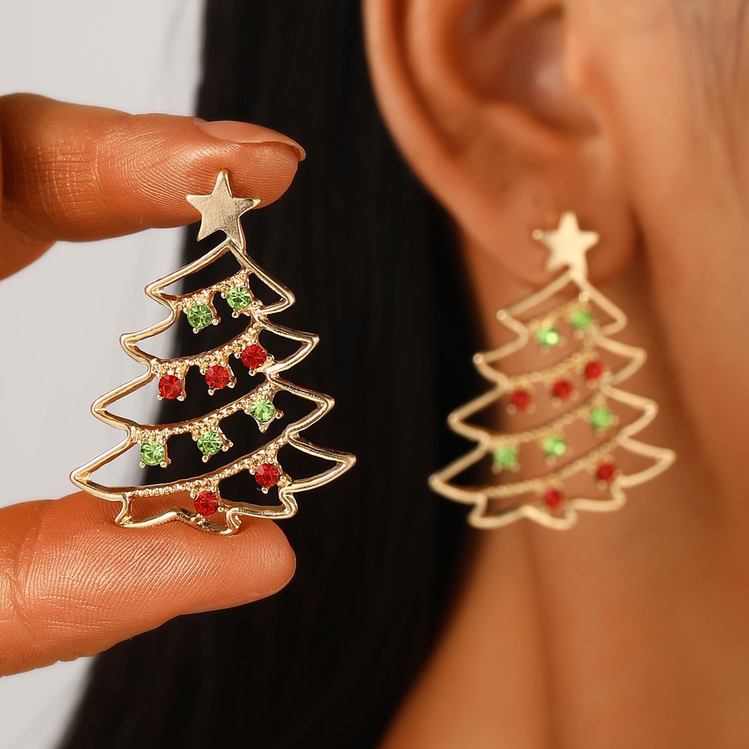 Christmas Earrings With Christmas Tree Colorful Zircon Christmas Tree Earrings  For Women Personality Earrings Party Jewelry Christmas Gift kfghf899 Store