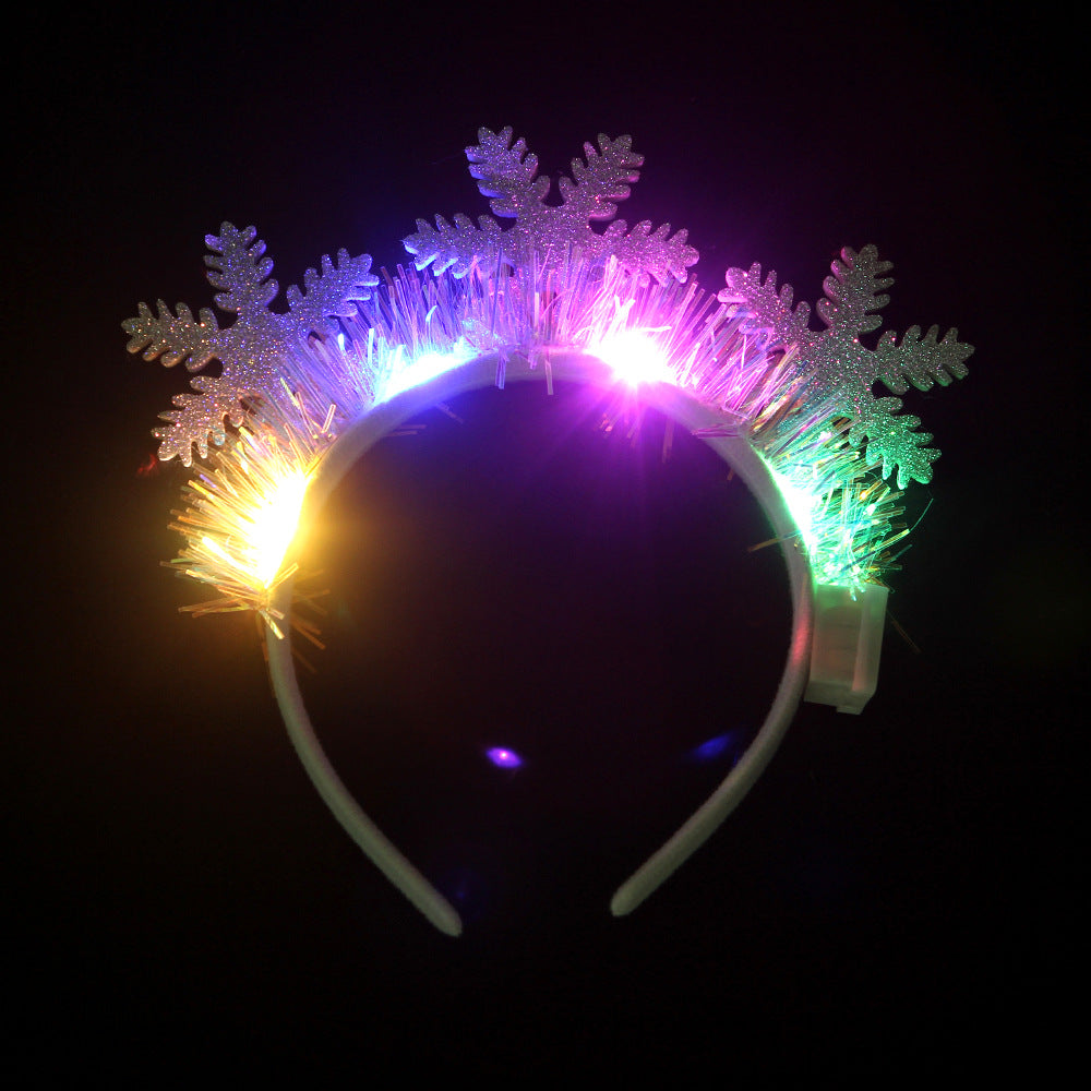 IPC Christmas Hair Band Glowing Headband Xmas Tree Snowflake Hair Band Deer Horn Light Flashing Headwear Merry Christmas Gift kfghf899 Store