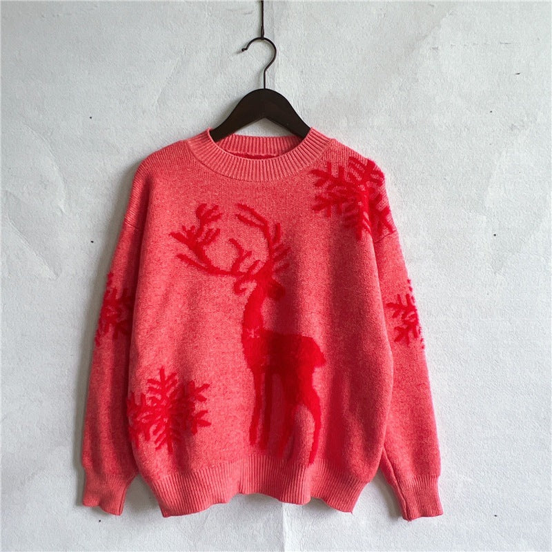 Women's Fashion Round Neck Long Sleeve Knitted Christmas Sweater Dazzle Frenzy