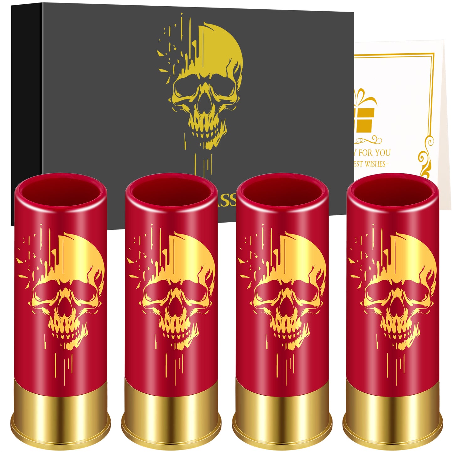 4pcs Skull Shot Glasses, 1.5oz - Reusable, High-Quality Plastic Bullet Cups For Whiskey, Cocktails & Wine, Perfect For Bars, Parties & Gifts