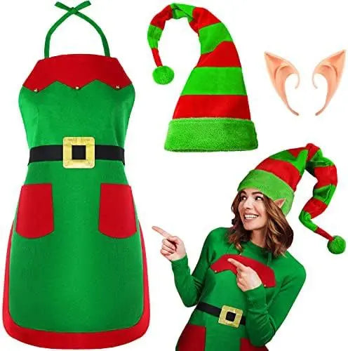 Christmas Party Apron and Hat Set Dazzle Frenzy