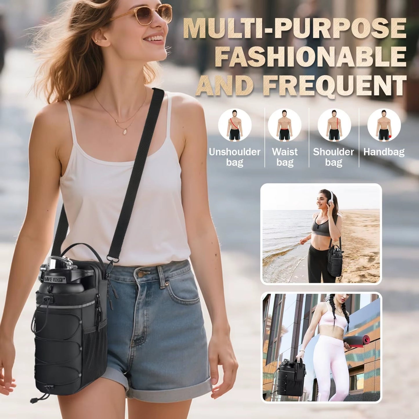 2025 Viral Magnoji Magnetic Gym Bag - 4 Strong Magnets 64oz Mug Holder Hands-Free Fitness Dazzle