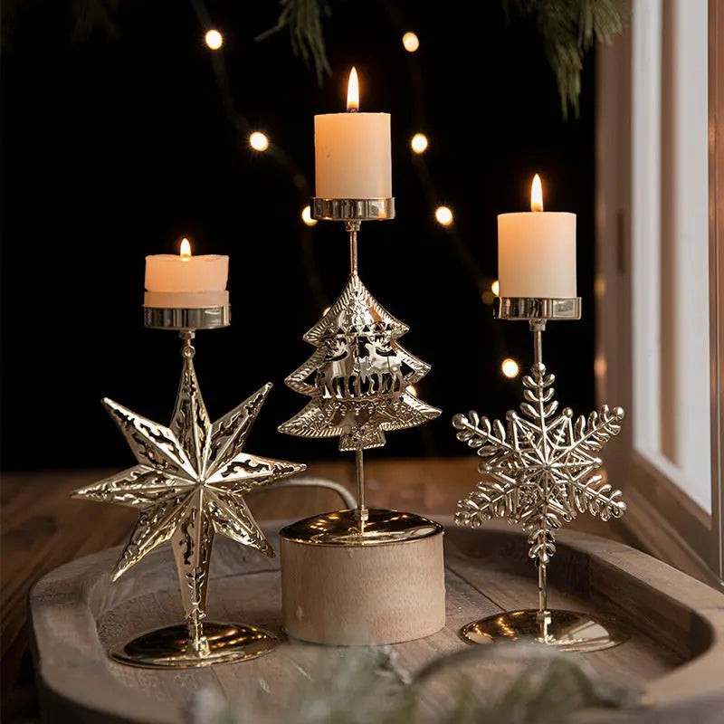 Retro Iron Christmas Candlestick Decorations Dazzle Frenzy