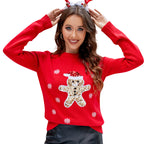 Deer Embroidered Cute Christmas Knitted Sweater kfghf899 Store