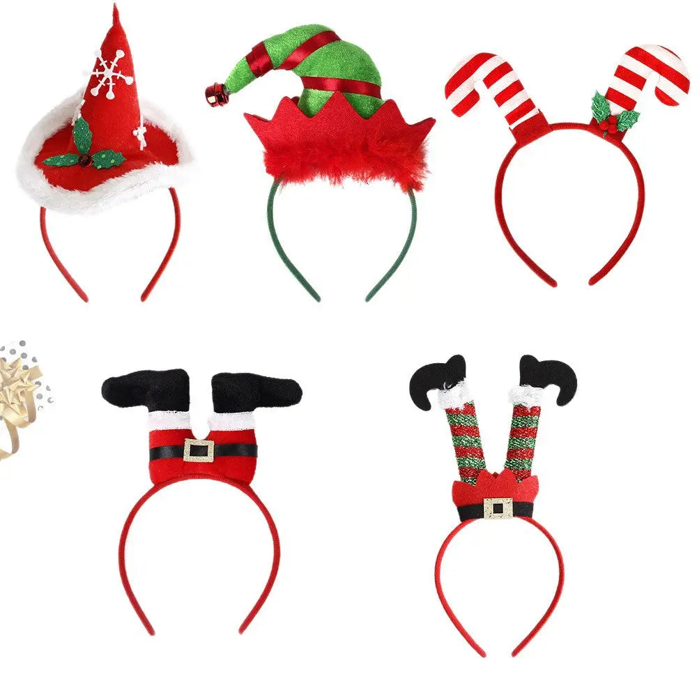 Christmas Party Headband Fun Santa Hat Reindeer Antlers Hair Accessories Dazzle Frenzy