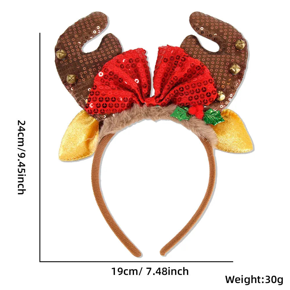 Christmas Party Headband Fun Santa Hat Reindeer Antlers Hair Accessories Dazzle Frenzy