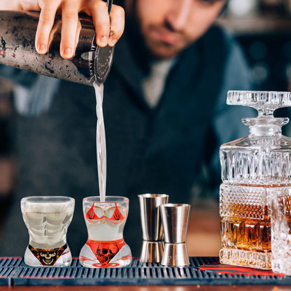 2 Pieces, Black Muscle Men's And Red Bikini Skull Style Glass Small Wine Glasses Bar Tools Christmas Gift, Halloween Gift, Birthday Gift, Company Party Gift, Universal Gift