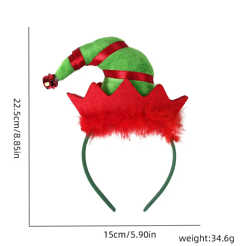 Christmas Party Headband Fun Santa Hat Reindeer Antlers Hair Accessories Dazzle Frenzy
