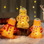 Glowing Christmas Gingerbread Man Snowman Ornament Dazzle Frenzy