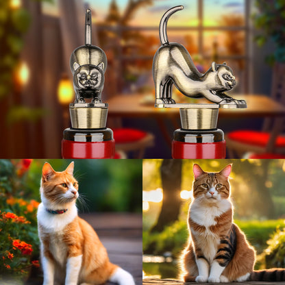 Elegant Upturned Cat Shaped Red Wine Stopper Set With Metallic Luster Bottle Stopper Gift Box, High-end Accessories For Wine Enthusiasts, A Must-have Set For Wine Collectors