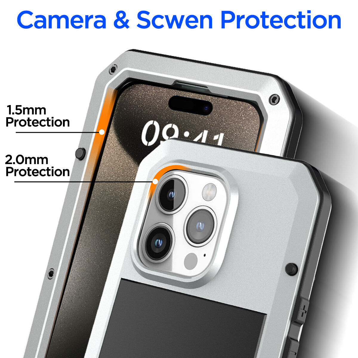 2025 Viral iPhone 14 Pro Case Gorilla Glass Full Metal Aluminum - Rugged 9H Tempered Drop Proof Dazzle