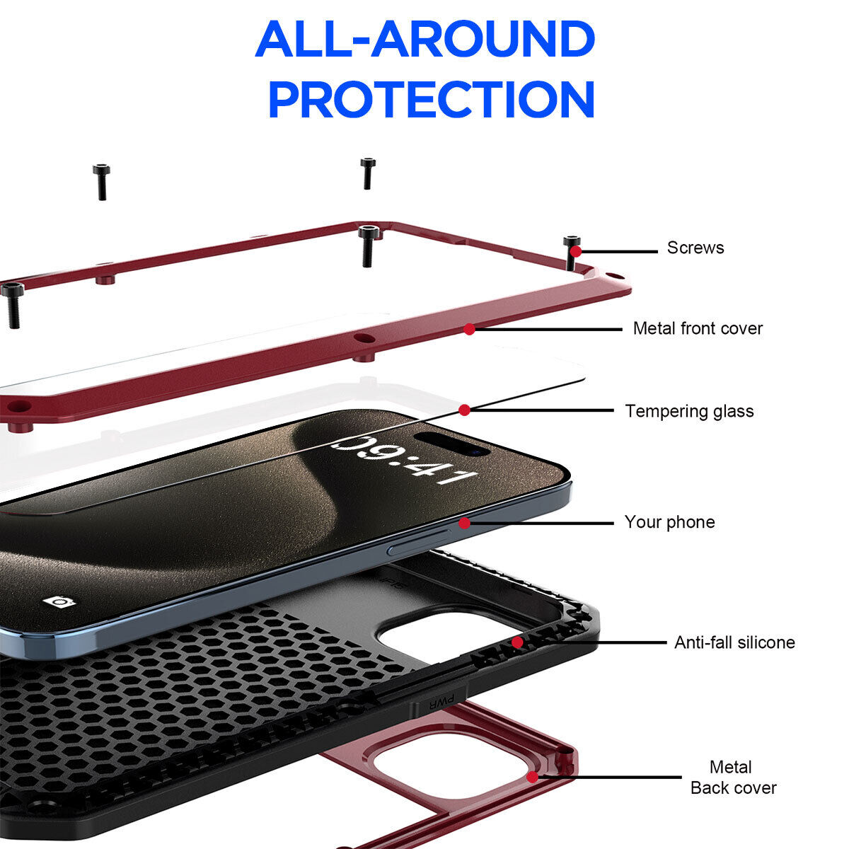 2025 Viral iPhone 14 Pro Case Gorilla Glass Full Metal Aluminum - Rugged 9H Tempered Drop Proof Dazzle